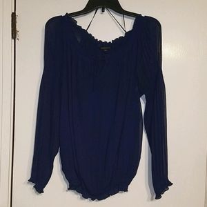 Express sheer peasant long sleeve top
